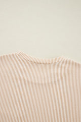 Beige Corded Knit Pocketed Loose Fit T Shirt