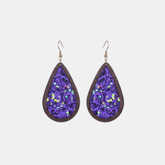 Sequin Wood Teardrop Earrings