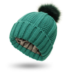 Fashion Stretchy Satin Lined Skull Knit Hats Beanie Hat