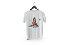 Lord Krishna Printed Patch Designed T-shirt | Janmashtami Special Printed T-shirt | Religious Printed Design T-shirt