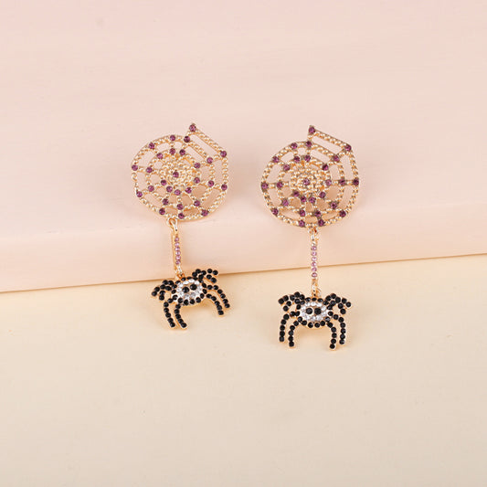 Spider Rhinestone Alloy Earrings