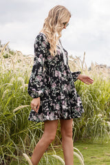 Ivy Lane Floral Lace Trim Long Sleeve Dress