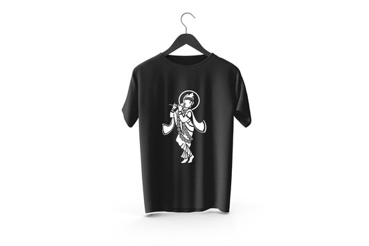 Lord Krishna Printed Patch Designed T-shirt | Janmashtami Special Printed T-shirt | Religious Printed Design T-shirt