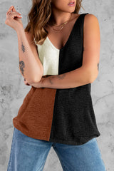 Color Block V-Neck Knit Vest