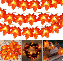 30 Lights Maple Leaf String Lights Thanksgiving Christmas Decorations