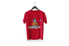 Lord Krishna Printed Patch Designed T-shirt | Janmashtami Special Printed T-shirt | Religious Printed Design T-shirt