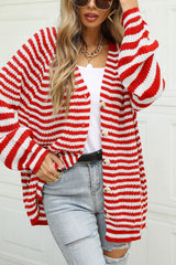 Striped Button Up Long Sleeve Cardigan