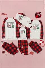 Slogan Graphic Top and Plaid Pants Set