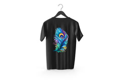 Peacock Feathers Printed Patch Designed T-Shirt | Janmashtami Special Printed T-Shirt | Religious Printed Design T-Shirt