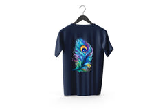 Peacock Feathers Printed Patch Designed T-Shirt | Janmashtami Special Printed T-Shirt | Religious Printed Design T-Shirt