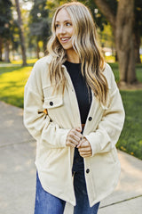 Button Up Collared Neck Long Sleeve Jacket