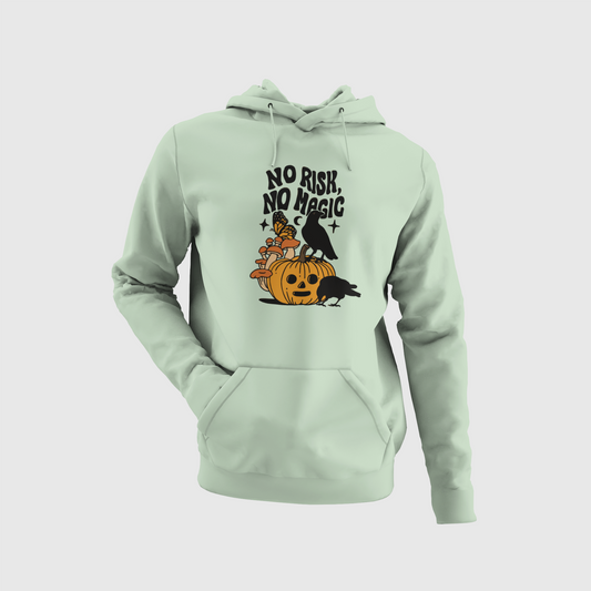 No Rish No Magic Printed Halloween Hoodies Designs | Casual Comfort, Cool Cotton Vibes, Halloween Hoodies