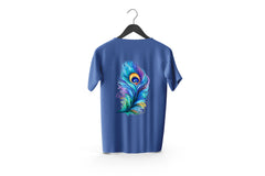 Peacock Feathers Printed Patch Designed T-Shirt | Janmashtami Special Printed T-Shirt | Religious Printed Design T-Shirt