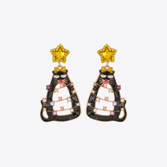 Rhinestone Alloy Cat Earrings