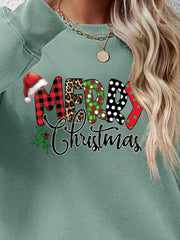 MERRY CHRISTMAS Round Neck Dropped Shoulder Sweatshirt