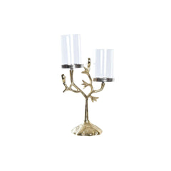 Candle Holder DKD Home Decor Crystal Golden Aluminium Birds (29 x 15 x