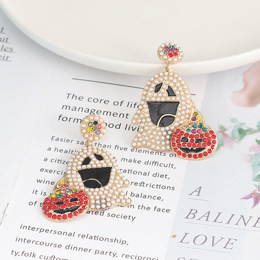 Ghost Rhinestone Alloy Earrings