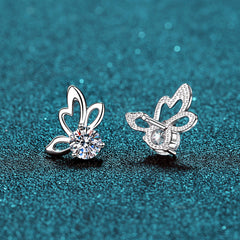 1 Carat Moissanite Butterfly Shape Earrings