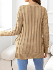 Button Down Cable-Knit Cardigan