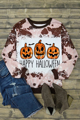 Round Neck Long Sleeve HAPPY HALLOWEEN Graphic Sweatshirt