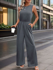 Round Neck Wide Leg Jumpsuit