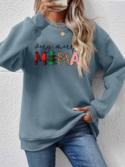 Letter Graphic Round Neck Long Sleeve Sweatshirt