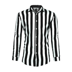 2023 New Men's Shirt Long Sleeved Lapel Striped Shirts Loose Fitting