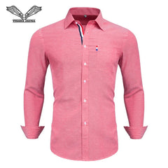 VISADA JAUNA 2019 Men Shirt Long Sleeve 100% Cotton Fashion Turn-Down