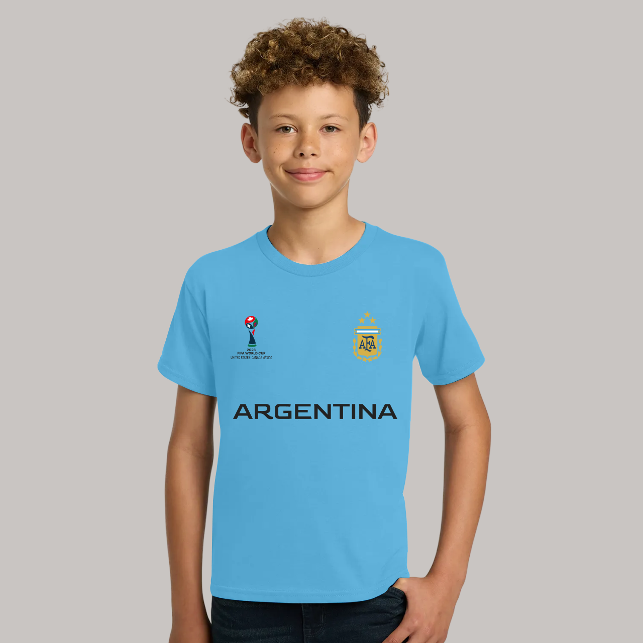 Argentina Football Team Fan T-Shirt For Boys/Youth – 2026 Football World Cup TShirt