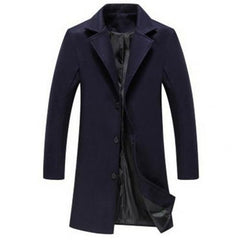 Autumn Winter Fashion Men's Woolen Coats Solid Color Single Breasted