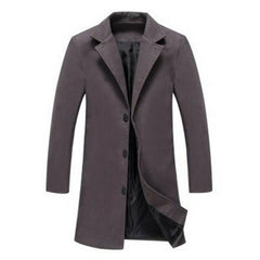 Autumn Winter Fashion Men's Woolen Coats Solid Color Single Breasted