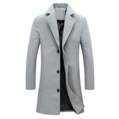 Autumn Winter Fashion Men's Woolen Coats Solid Color Single Breasted