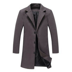 Autumn Winter Fashion Men's Woolen Coats Solid Color Single Breasted