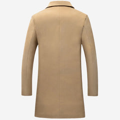 Autumn Winter Fashion Men's Woolen Coats Solid Color Single Breasted