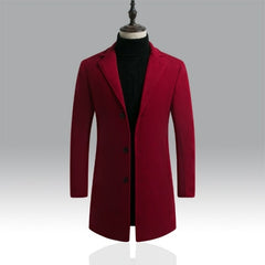 Autumn and Winter Long Cotton Coat New Wool Blend Pure Color Casual