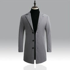 Autumn and Winter Long Cotton Coat New Wool Blend Pure Color Casual