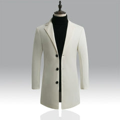 Autumn and Winter Long Cotton Coat New Wool Blend Pure Color Casual