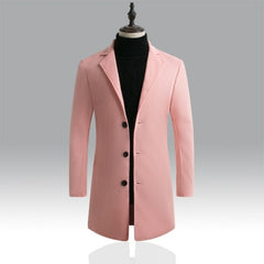 Autumn and Winter Long Cotton Coat New Wool Blend Pure Color Casual