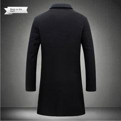 Autumn and Winter Long Cotton Coat New Wool Blend Pure Color Casual