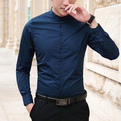 Men's Long Sleeve Collar Shirt | Men's Shirts Slim Fit Cotton - Brand