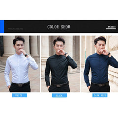 Men's Long Sleeve Collar Shirt | Men's Shirts Slim Fit Cotton - Brand