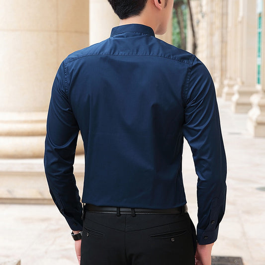 Men's Long Sleeve Collar Shirt | Men's Shirts Slim Fit Cotton - Brand