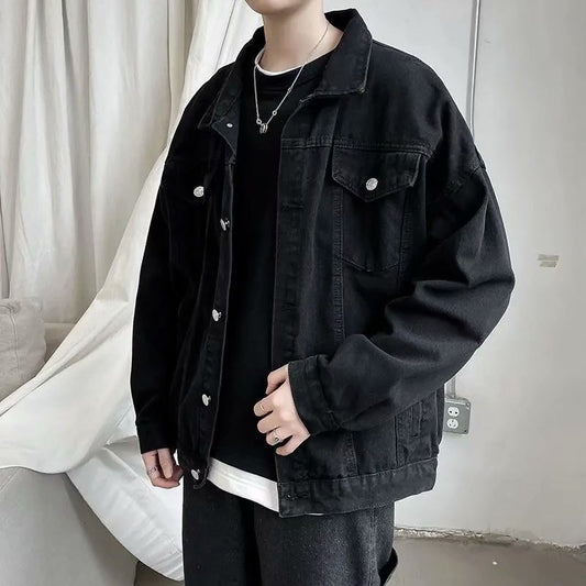 Black Denim Short Jacket Men Jeans Jacket Coats Casual Windbreaker