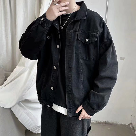Black Denim Short Jacket Men Jeans Jacket Coats Casual Windbreaker