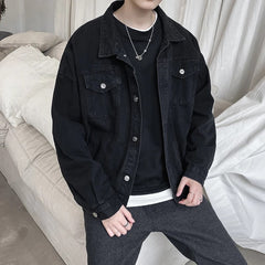 Black Denim Short Jacket Men Jeans Jacket Coats Casual Windbreaker