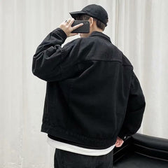 Black Denim Short Jacket Men Jeans Jacket Coats Casual Windbreaker