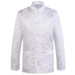 Brand Designer Chinese Traditional Men's Satin Mandarin Collar Dragon