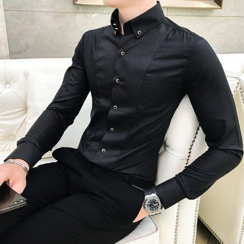 British Style Shirts for Men Fashion Men Clothing 2023 Summer Long