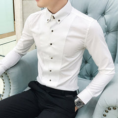 British Style Shirts for Men Fashion Men Clothing 2023 Summer Long