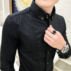 British Style Shirts for Men Fashion Men Clothing 2023 Summer Long